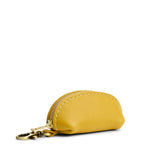 Pomello | Taco shaped leather pouch with zipper and swivel lobster clasp on white background