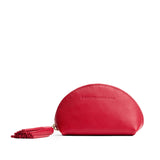 Cherry | Small leather zippered pouch with tassel