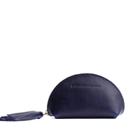 Cobalt | Small leather zippered pouch with tassel