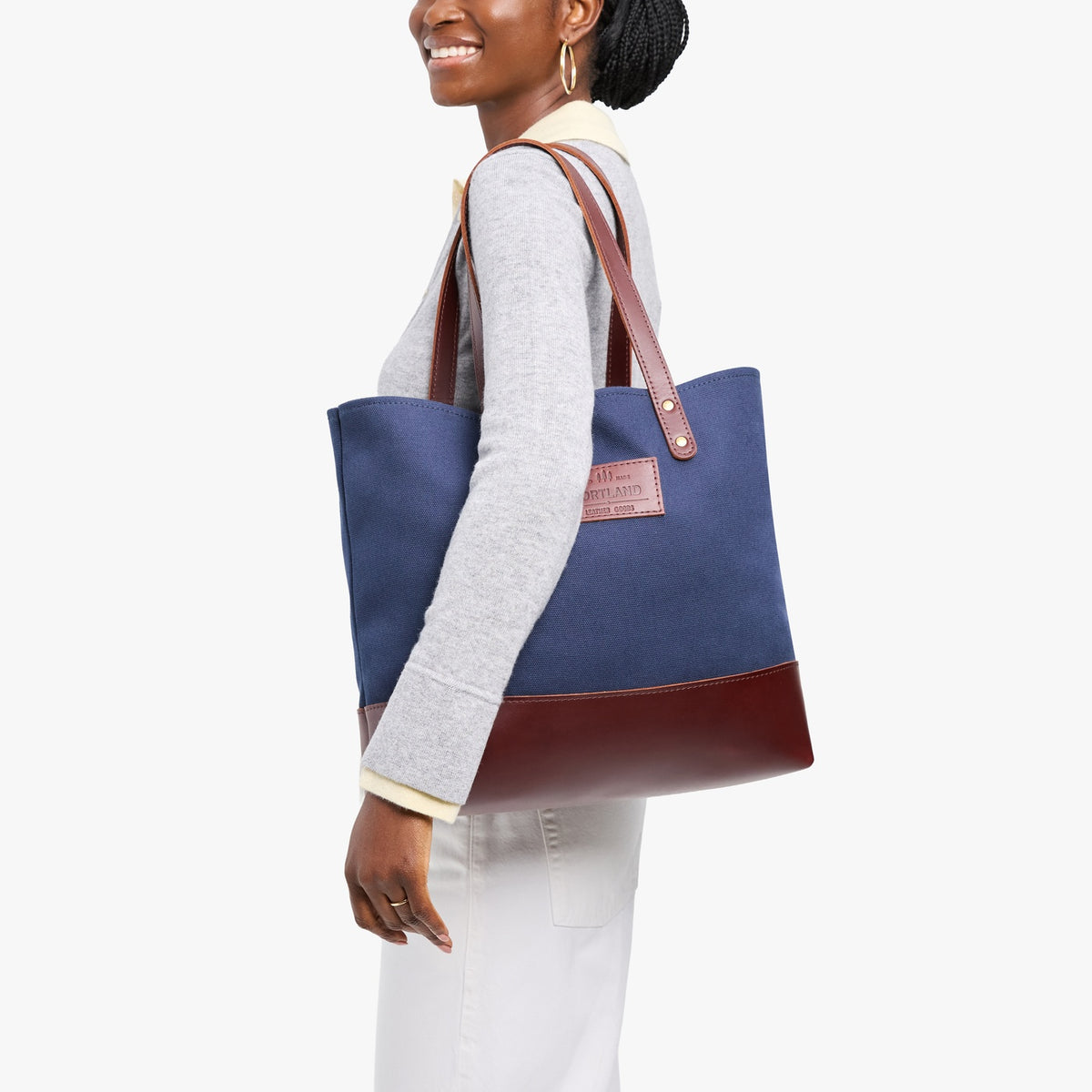 Tugboat | Canvas tote with leather base and handles