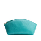 Seafoam Total Eclipse | Spacious leather makeup bag with curved seams and top zipper