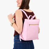Pinkaboo Classic | Square slim leather tote backpack