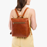 Sienna Classic | Square slim leather tote backpack