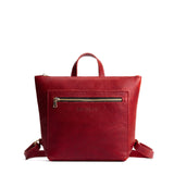 Chili Red Small | Small square slim leather tote backpack