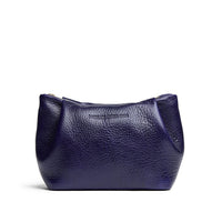 Cobalt | Leather makeup bag with folded sides and zipper closure