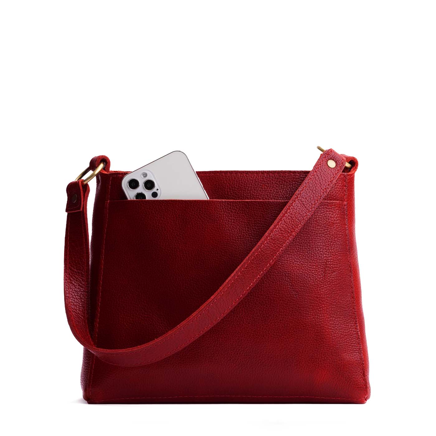 Chili Red*Classic | Triangular shoulder bag with antiqued brass finished hardware