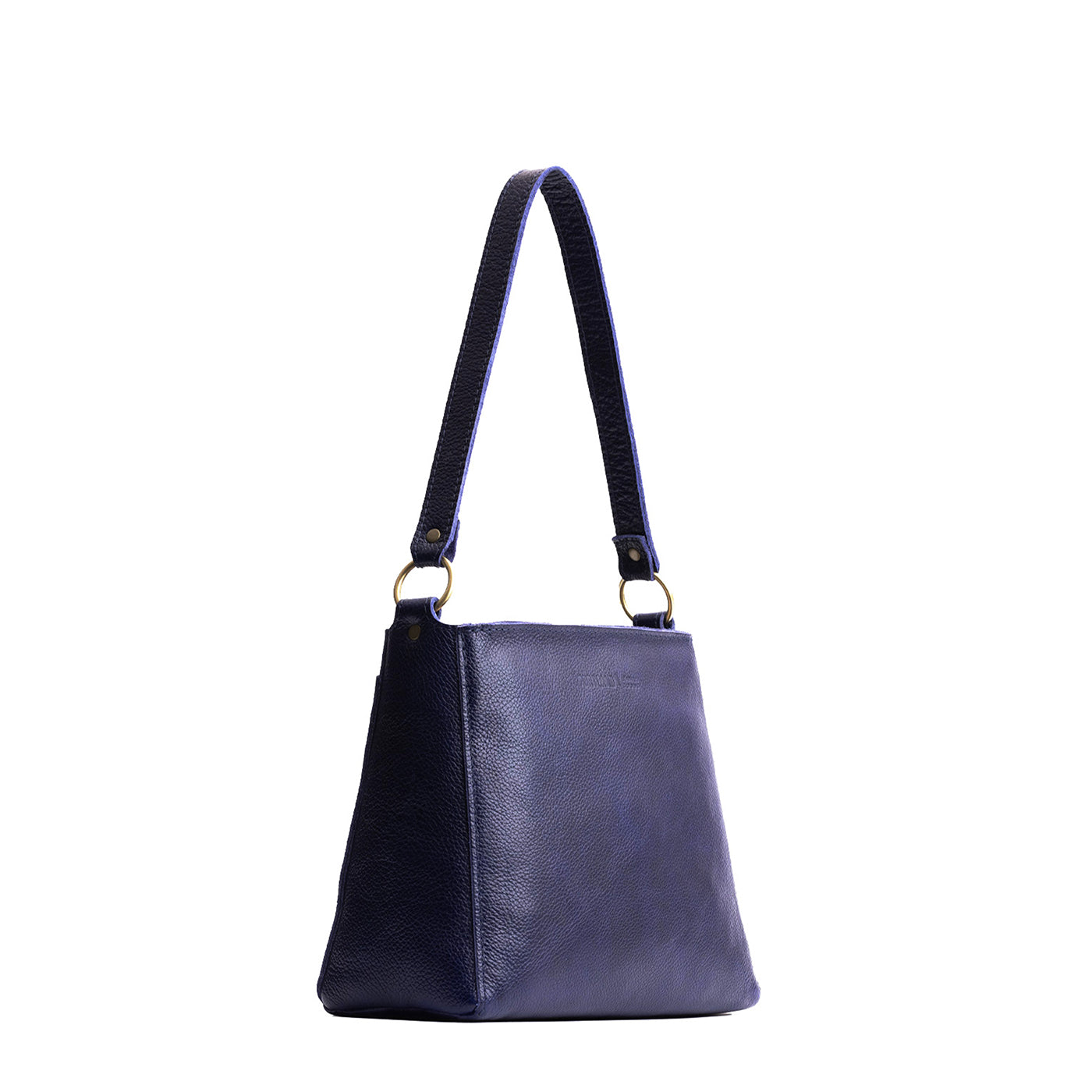 Cobalt*Classic | Triangular shoulder bag with antiqued brass finished hardware