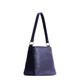 Cobalt Classic | Triangular shoulder bag with antiqued brass finished hardware