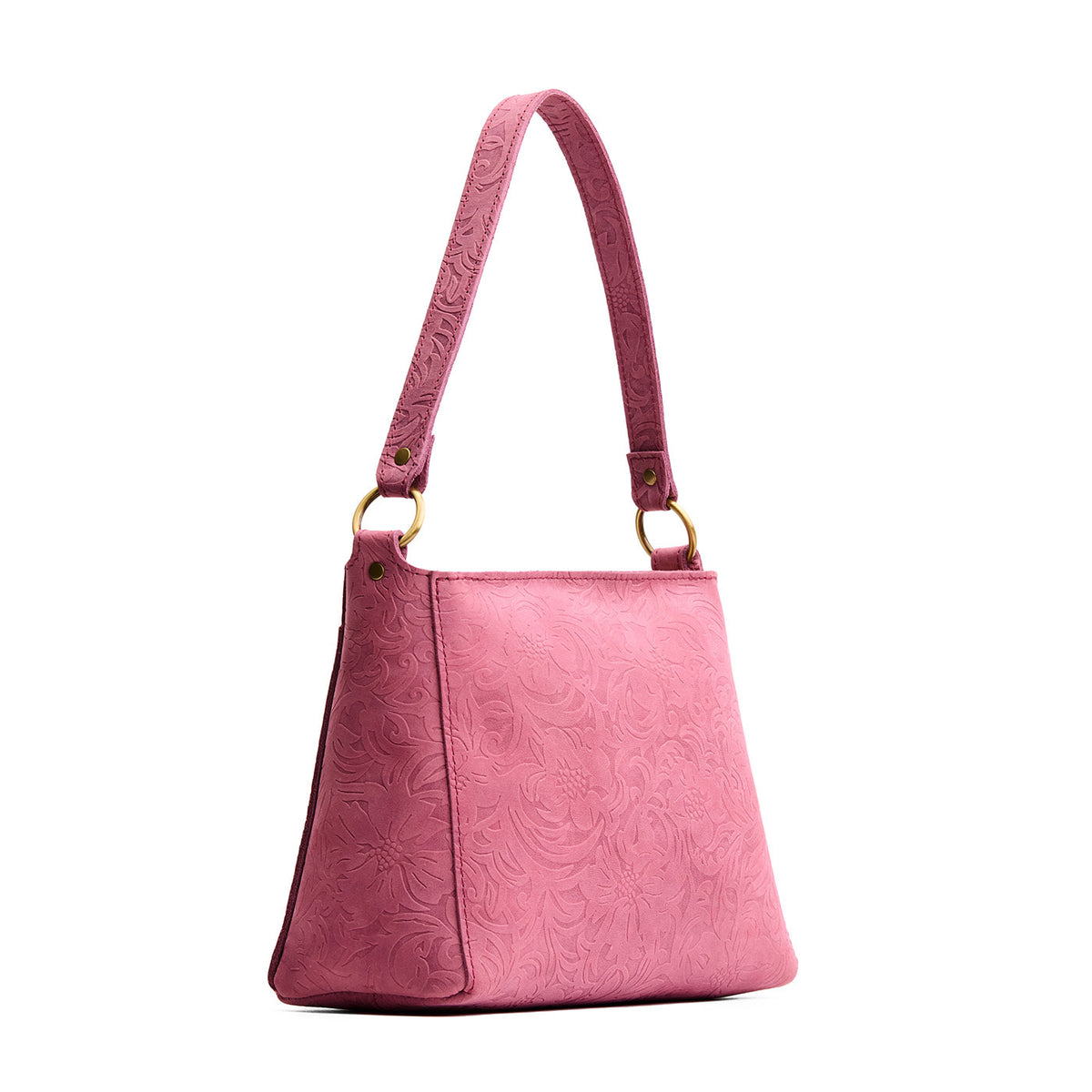 Hollyhock | Triangular shoulder bag with antiqued brass finished 