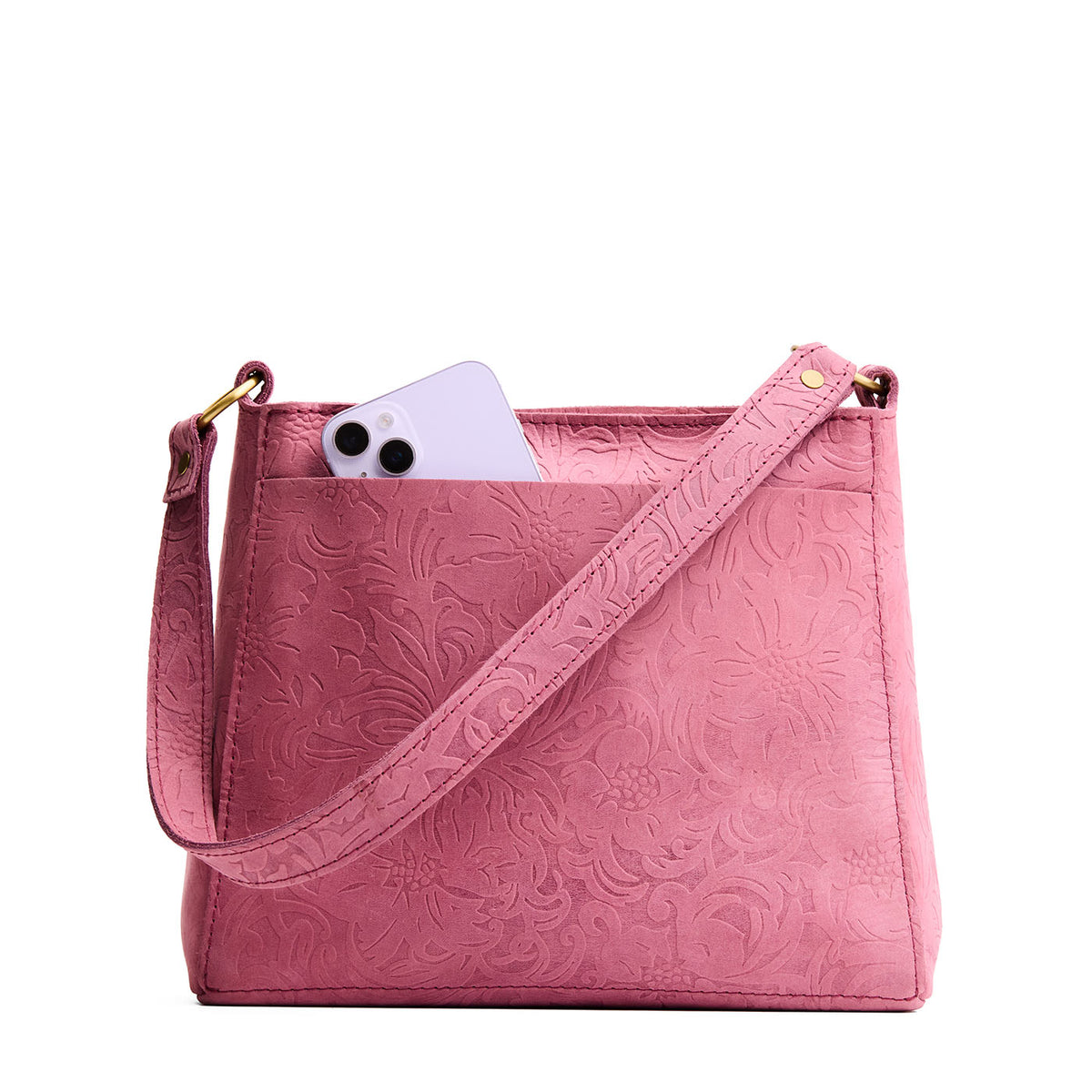 Hollyhock | Triangular shoulder bag with antiqued brass finished 