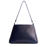 Cobalt Large | Large triangular shoulder bag with antiqued brass finished hardware