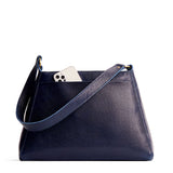 Cobalt Large | Large triangular shoulder bag with antiqued brass finished hardware