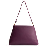 Plum Large | Large triangular shoulder bag with antiqued brass finished hardware