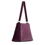 Plum Large | Large triangular shoulder bag with antiqued brass finished hardware