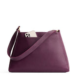 Plum Large | Large triangular shoulder bag with antiqued brass finished hardware