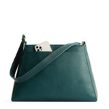 Sea Glass Large | Large triangular shoulder bag with antiqued brass finished hardware