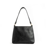 Pebbled--black Classic | Triangular shoulder bag with antiqued brass finished hardware