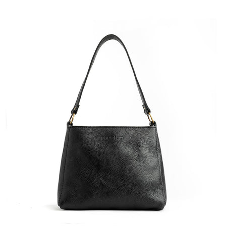 Pebbled--black*Classic | Triangular shoulder bag with antiqued brass finished hardware