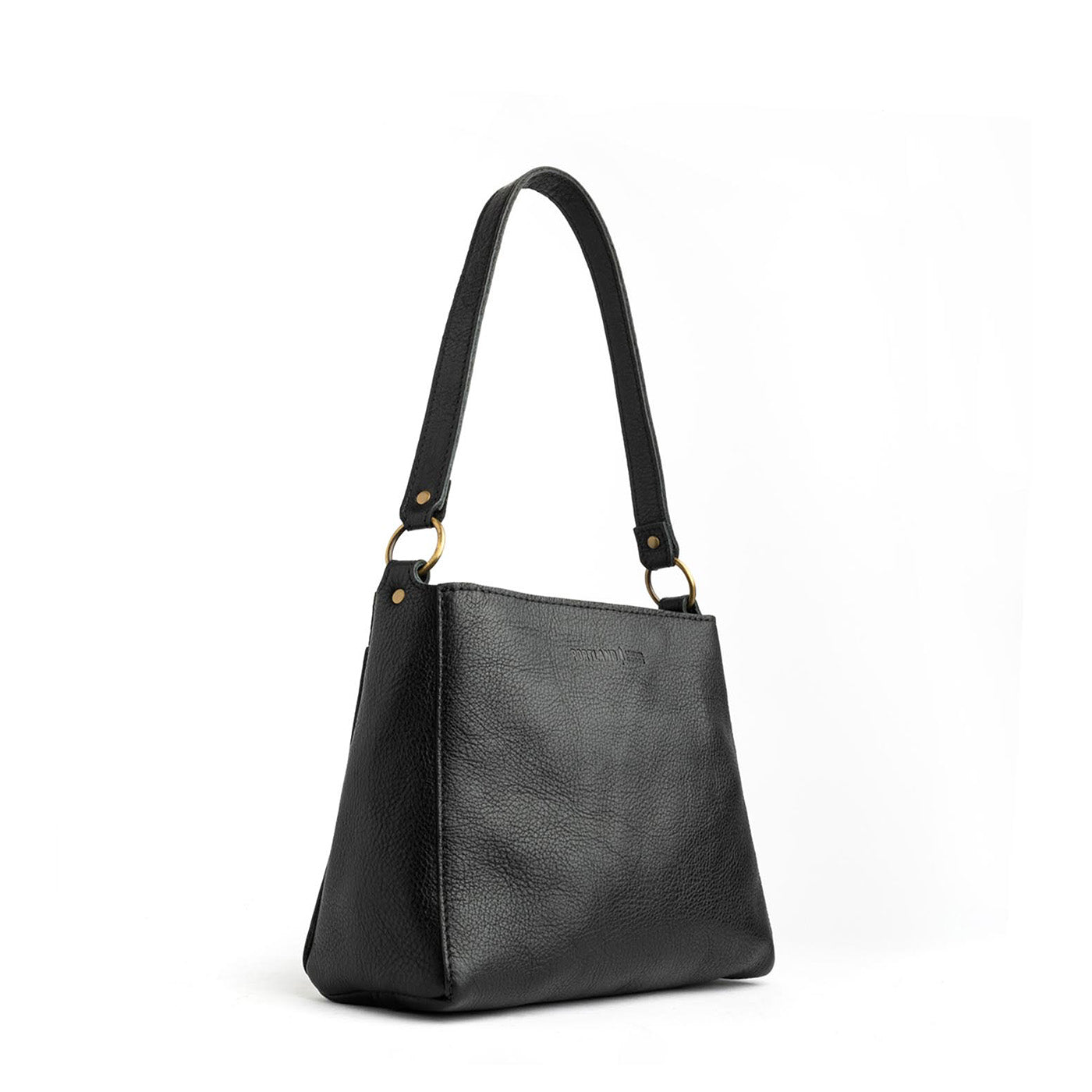 Pebbled--black*Classic | Triangular shoulder bag with antiqued brass finished hardware