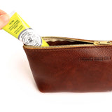 Nutmeg | Leather utility bag pouch with top zipper