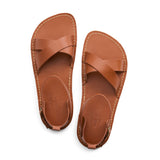 Miele | Flat leather sandals with ankle straps and debossed PLG three tree logo in sole