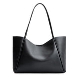 Black Large | Large wide tote with leather straps and snap closure