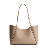 Stone Medium | Wide tote with leather straps and snap closure
