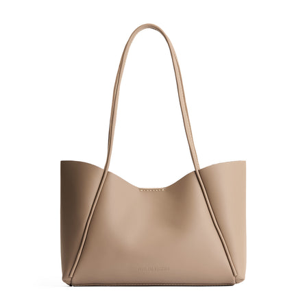 Stone*Medium | Wide tote with leather straps and snap closure