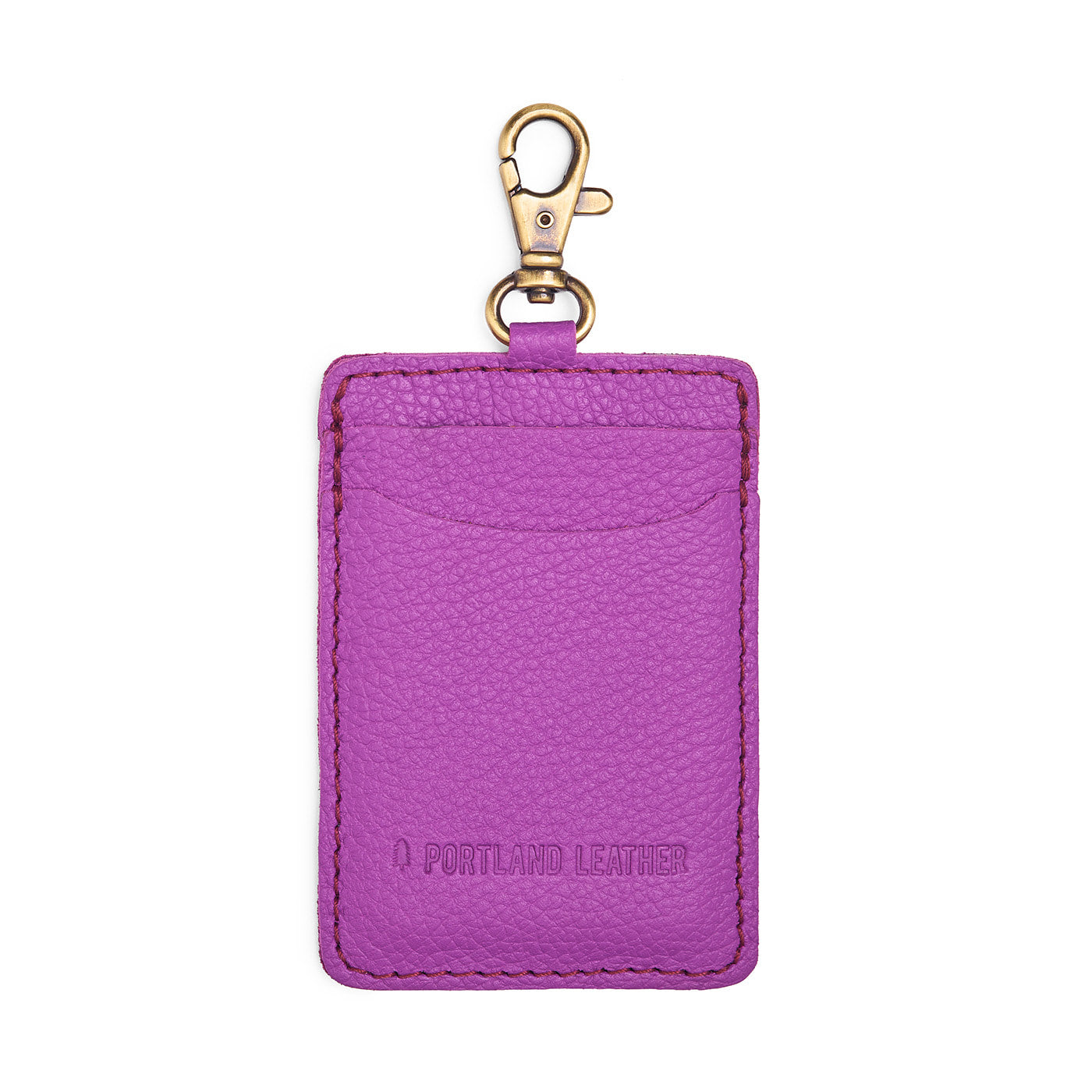 Cattleya | A leather card holder with a swivel lobster clasp on a white background