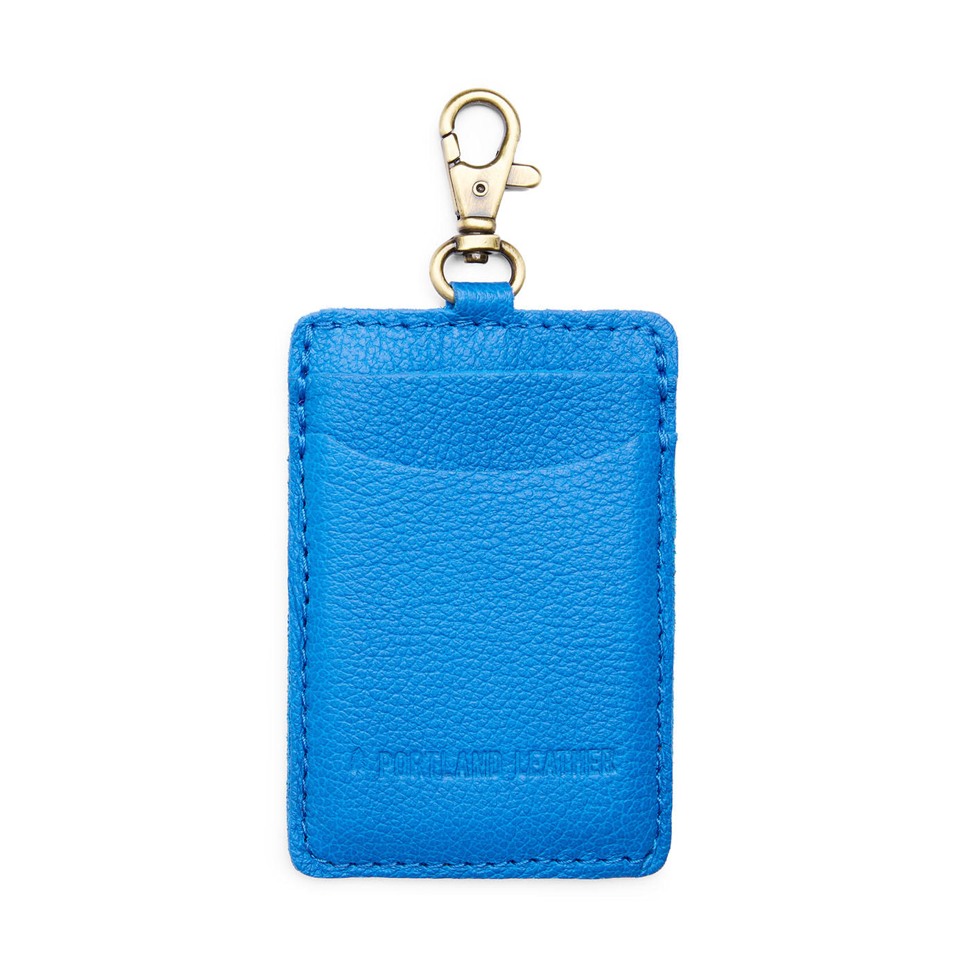 Skydive | A leather card holder with a swivel lobster clasp on a white background