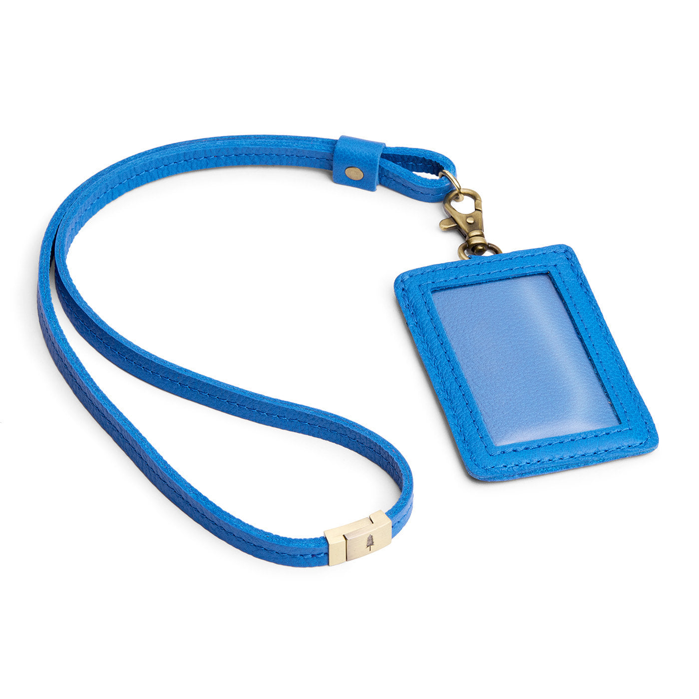 Skydive | A leather lanyard attached to a matching card holder on a white background