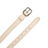 Marble | Front and back of omen's slim double stitch leather belt