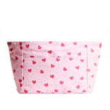 Pink Crush Zipper Large | Heart printed canvas organizer with pockets