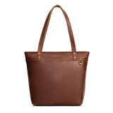 Asheville Medium Zipper | Leather tote bag with riveted straps and exterior key loop