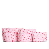 Pink Crush Zipper | Three size comparison of printed canvas purse organizers