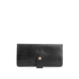 Pebbled--black | Leather wallet with snap closed