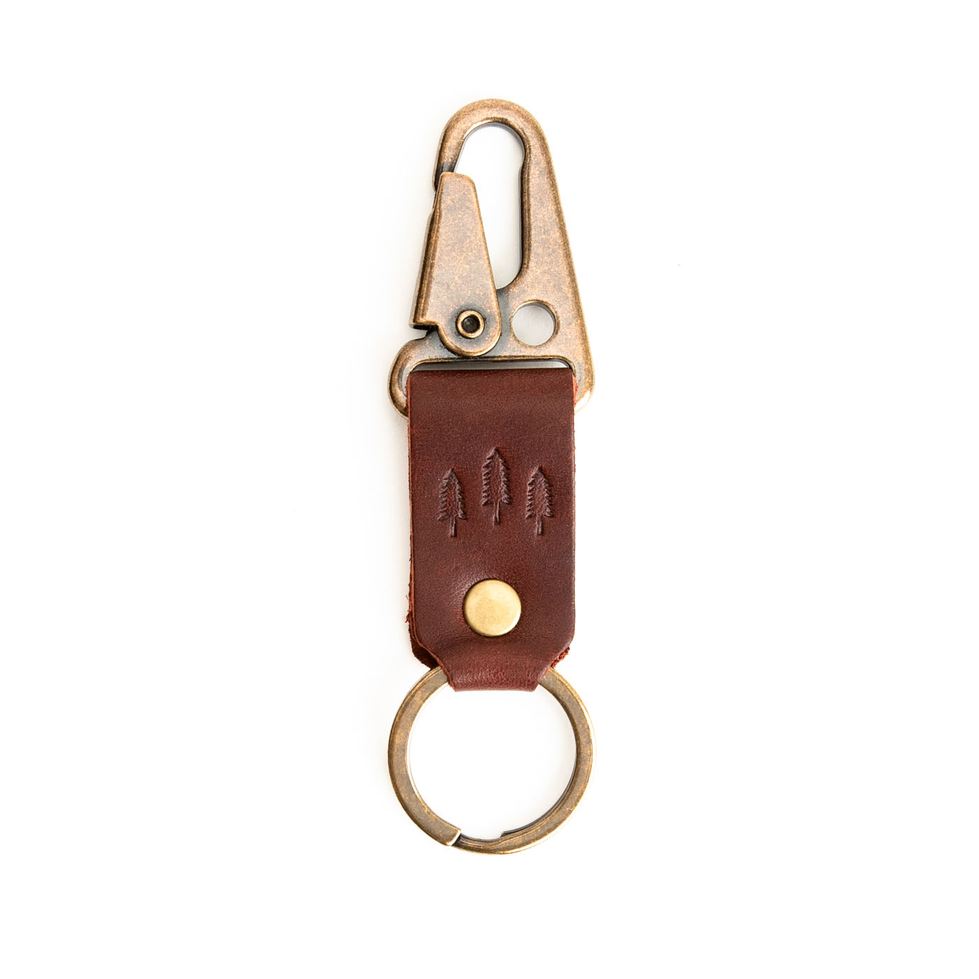 Cognac*Short | leather logo branded keychain 