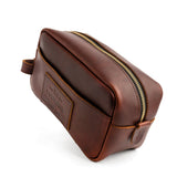 Cognac | Large rectangular leather dopp kit
