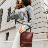  Cognac  | Small rectangular crossbody purse with top zipper and interior pocket