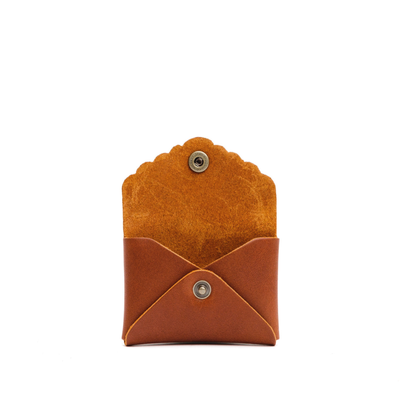 Honey | Small leather wallet with scalloped edge open