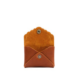 Honey | Small leather wallet with scalloped edge open