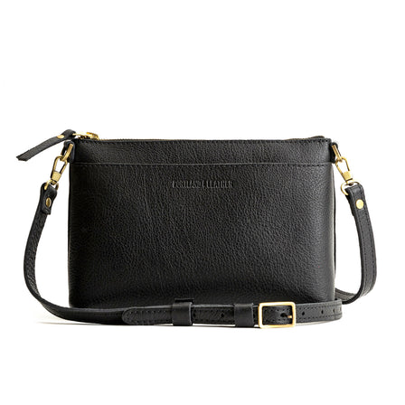  Pebbled--black*Small | Zip top petite crossbody bag with detachable strap