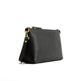 Pebbled--black Classic | Zip top petite crossbody bag with detachable strap