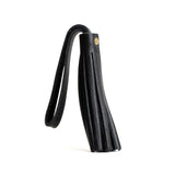 Pebbled--black Large | Fringed leather tassel with leather loop