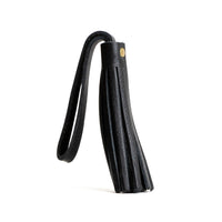 Pebbled--black*Large | Fringed leather tassel with leather loop